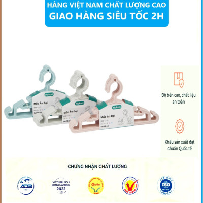 Bộ 10 móc quần áo HOKORI nhựa VIỆT NHẬT chất liệu nhựa pp nguyên sinh an toàn cho da nhạy cảm - Mắc áo trẻ em , người lớn - Hàng Việt Nam