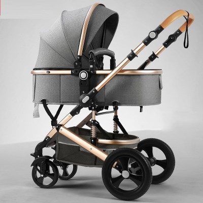 Xe đẩy trẻ em cao cấp 2 chiều gấp gọn, khung hợp kim nhôm, bánh xoay 360°