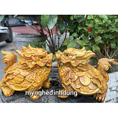 Cặp tượng lòng quy (rùa ) bằng gỗ huyết long đẹp long lanh kt 15x12x10cm