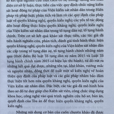 -Quyền Kháng Nghị, Quyền Kiến Nghị Của Viện Kiểm Sát Nhân Dân Trong Tố Tụng Dân Sự, Tố Tụng Hành Chính (Sách chuyên khảo)