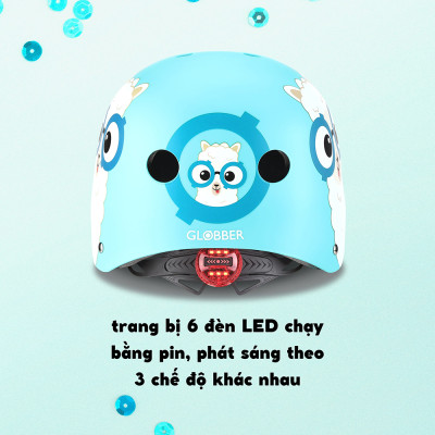 Mũ Bảo Hộ Chơi Xe Trượt Có Thể Điều Chỉnh Kích Cỡ Và Đèn Phát Sáng An Toàn Globber Elite XS/S Cho Trẻ Em Từ 3 Đến 6 Tuổi - Buddy