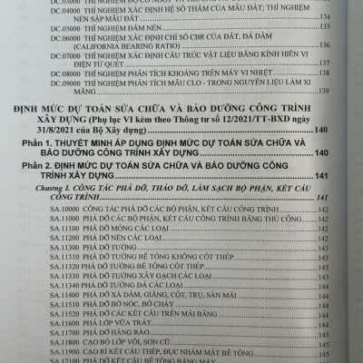 Sách Định Mức Dự Toán Xây Dựng Công Trình sđ, bs năm 2025 – Phần Sửa Chữa, Bảo Dưỡng, Thí Nghiệm, Sử Dụng Vật Liệu, Định Mức Chi Phí Quản Lý Dự Án (tập 3) - V2583D