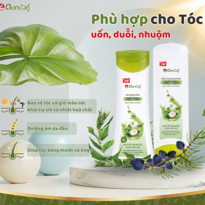 Dầu gội đầu thảo dược Dokbuaku Serum Herbal dành cho tóc duỗi và nhuộm - 450ml