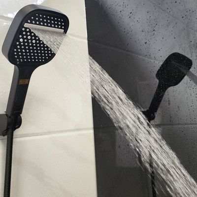 Bộ tay dây sen 3 chức năng chảy, nhựa ABS mạ đen Eurolife EL-128SH-D