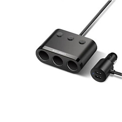 Ugreen UG40739CD168TK 120W màu Đen Bộ mở rộng 3 cổng sạc trên xe hơi + 2 cổng sạc USB - HÀNG CHÍNH HÃNG