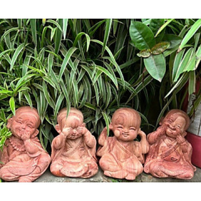 Bộ tượng tứ không bằng gỗ hương đá kt cao 20×18×14cm 