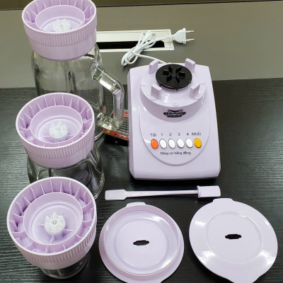 máy xay sinh tố gia đình 3 cối thủy tinh Ladomax Ha9166 cống suất 420W, moto đồng-Hàng chính hãng