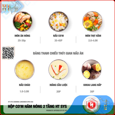 Hộp Cơm Hâm Nóng Cắm Điện HT SYS - COOKING LUNCHBOX DFH C02 - Hộp Cơm Cắm Điện Có Thể Nấu Chín Và Hâm Nóng Thức Ăn - 2 lít,4 Ngăn - Ruột Bằng Inox SUS304 Cao Cấp - Hàng Nhập Khẩu