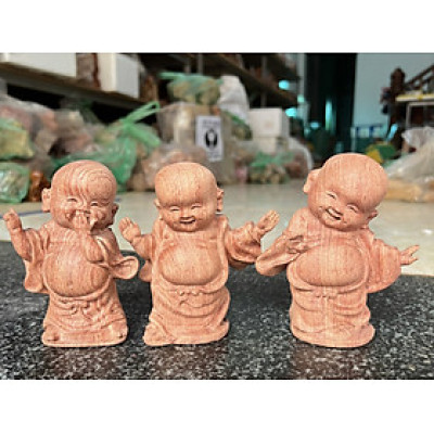 Bộ tượng tam tâm bằng gỗ hương đá đẹp long lanh kt cao 15cm 