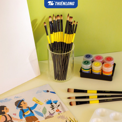 Bộ 5 Cọ vẽ màu nước đầu Round/ Flat/ Filbert Thiên Long Colokit