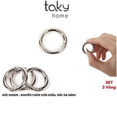 Set 3 Vòng Khoen Tròn Nhỏ, Móc Khuyên Chùm Khóa Trơn Kim Loại Màu Bạc, Móc Chùm Chìa Khóa, Móc Đa Năng - TakyHome  5070