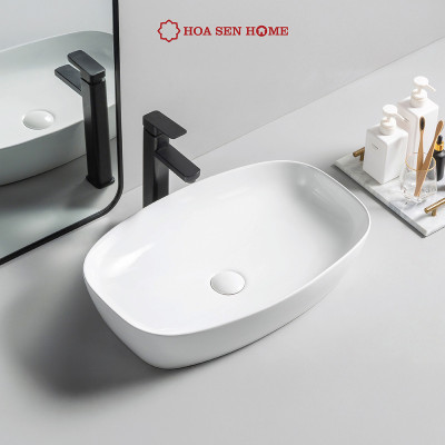 Lavabo đặt bàn TUSLO L009 gốm sứ tráng men Nano Ceramic kháng khuẩn - Hoa Sen Home - Hàng chính hãng