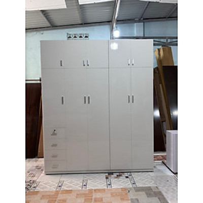 Tủ áo gia đình Tundo cỡ lớn giao lắp tận nhà ngang 2m x 2m4 màu trắng
