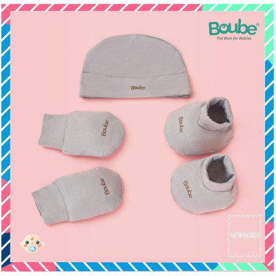 Set phụ kiện bao tay, bao chân, mũ cho em bé sơ sinh Boube nhiều màu, vải sợi tre Bamboo thông minh, thoải mái - Newborn