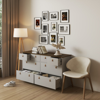 [Happy Home Furniture] NOMIA , Tủ lưu trữ 8 ngăn kéo , 140cm x 45cm x 80cm ( DxRxC), THK_065