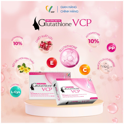 [Combo 3 hộp] TPBVSK Viên uống đẹp da Glutathione VCP - Hỗ trợ làm sáng da, giảm các triệu chứng nhăn da, khô da, nám da - Hộp 20 viên