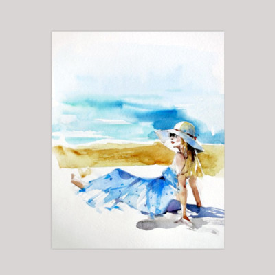 Giấy vẽ màu nước A6 lỡ vẽ các hình dễ thương, giấy vẽ chuyên dụng có vân nhập từ Ý, chất giấy 224gsm 40 tờ CTB784 Green Art - Hàng chính hãng