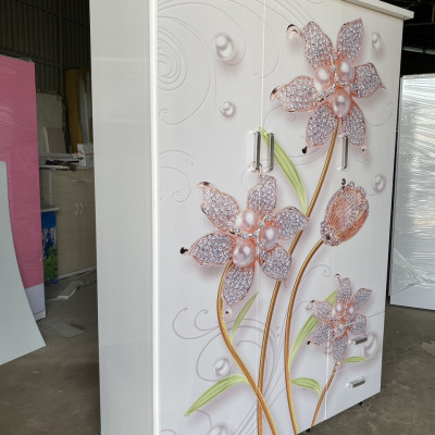 Tủ nhựa đài loan 3 cánh 2 học 3D in Hình hoa Kim Cương