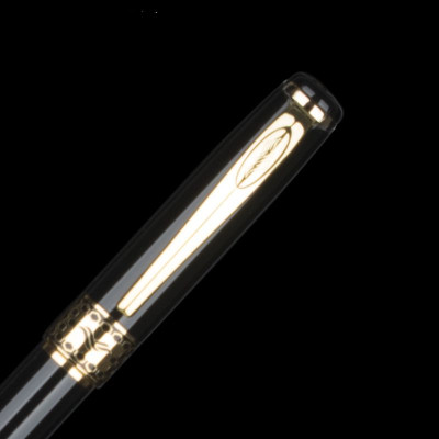 Bút Viết Bi Vỏ Kim Loại Sơn Đen Bóng Điểm Nhấn Mạ Vàng Baoer BP-68