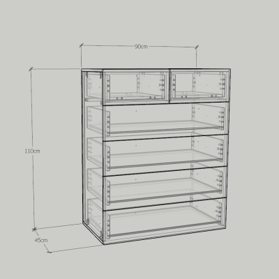 [Happy Home Furniture] WESLEY, Tủ đựng đồ - 6 hộc kéo ,  90cm x 45cm x 110cm ( DxRxC), THK_050