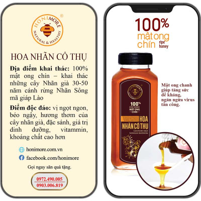 Combo Mật ong rừng nguyên chất Nhãn Cổ Thụ Honimore 500g và mật ong rừng nguyên chất 500g- giúp tăng cường đề kháng