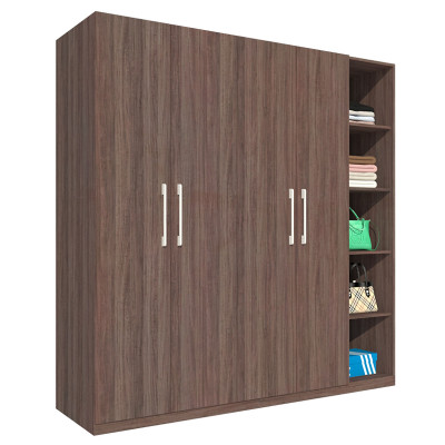 Tủ quần áo gỗ MDF Tundo 4 cánh 5 ngăn màu nâu 220 x 55 x 220cm