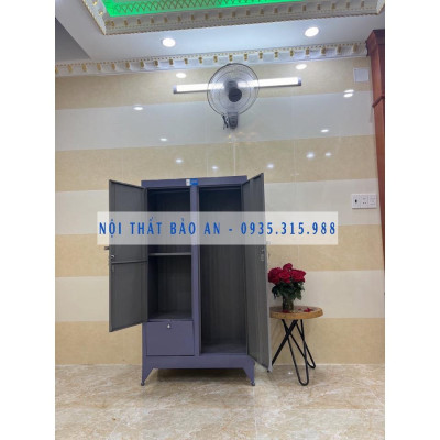 Tủ sắt quần áo 2 cửa 1m6x 0.9m - MÀU XÁM