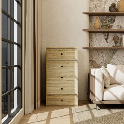 HAPPY FURNITURE , ZACY - Tủ lưu trữ 5 ngăn kéo , THK_216 , 55cm x 45cm x 102cm DxRxC, Sản phẩm phổ thông