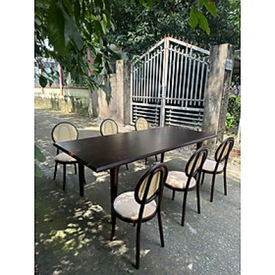 Bộ Bàn Cafe Indochine Tundo Kích Thước 1m8 x 80 x cao 750 cm và 6 ghế cao cấp