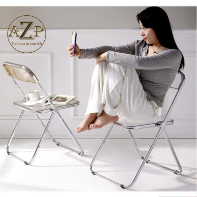 Ghế Ăn, Ghế Cafe, Ghế Thư Giãn Nhựa Trong Suốt Arcylic, Khung Thép Mạ Chrome Thời Trang / Thông minh xếp gọn, cất gọn.