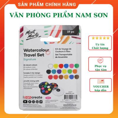 Bộ Màu Nước Dạng Thỏi Nén hiệu Mont Marte 18 màu/bộ - Watercolour Travel Set Signature 18pc