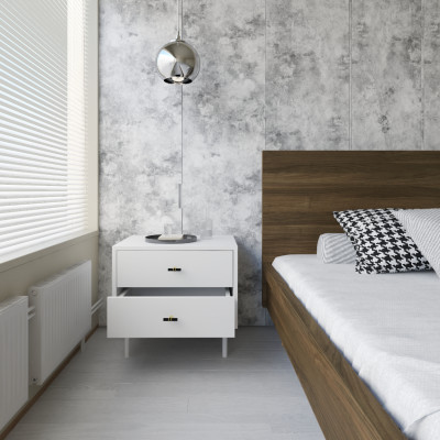 [Happy Home Furniture] BECKY, Táp đầu giường  - chân sắt ,  50cm x 40cm x 45cm ( DxRxC), THK_033