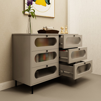 HAPPY FURNITURE , Tủ lưu trữ 6 ngăn kéo chân sắt - SISEEL , THK_173 , 120cm x 45cm x 82cm