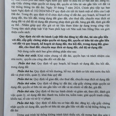 Sách Quy Định Chi Tiết Thi Hành Luật Đất Đai, Đăng Ký Đất Đai, Tài Sản Gắn Liền Với Đất, Cấp Giấy Chứng Nhận Quyền Sử Dụng Đất - V2521T