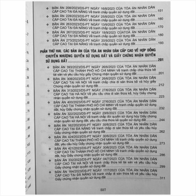 Tuyển Tập Các Bản Án Của Tòa Án Nhân Dân Cấp Cao về Quyền Sử Dụng Đất và Tài Sản Gắn Liền Với Đất (Dành cho Thẩm phán, Thẩm tra viên, Hội thẩm, Kiểm sát viên, Luật sư và các học viên tư pháp) - TS. Trần Văn Hà (V2445A)