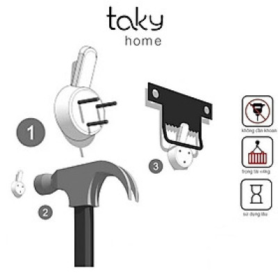 10 Móc Treo Đinh 3 Chân Đóng Tường, Treo Tranh, Ảnh, Đồng Hồ Chắc Chắn, Tiện Dụng, Nhanh Chóng - TakyHome 2220Set10