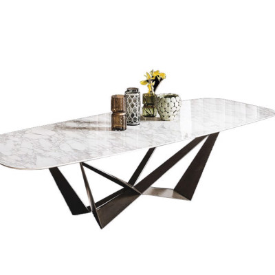 Bàn ăn cao cấp Tundo mặt đá chân sắt W