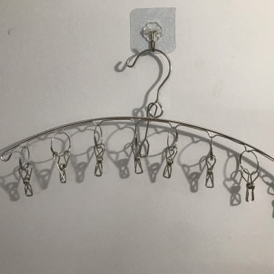 Móc treo quần áo, móc phơi đồ inox chống rơi, có 8 kẹp cố định- Phơi quần áo trẻ em, treo đồ nhà tắm, treo tất vớ, đồ lót