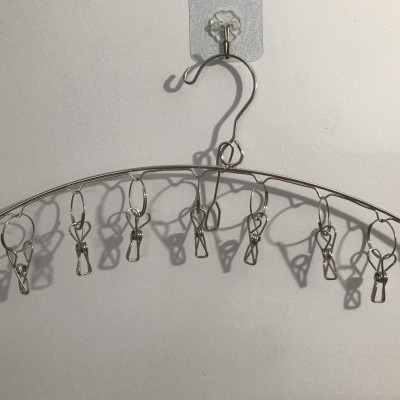 Móc treo quần áo, móc phơi đồ inox chống rơi, có 8 kẹp cố định- Phơi quần áo trẻ em, treo đồ nhà tắm, treo tất vớ, đồ lót