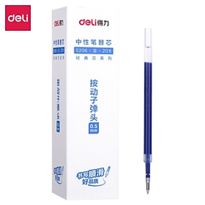 Bút bi bấm văn phòng mực đen ngòi 0.5mm Deli viết nét đều trơn tru cho học sinh có đệm tay cao su màu pastel