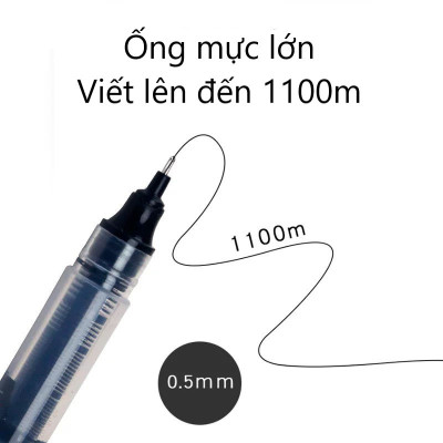 Combo 10 Bút Gel Nước Dạng Mực Lỏng Đầu Kim 3 Điểm 0.5mm Thiết Kế Đơn Giản Ống Mực Lớn Màu Xanh