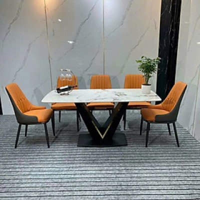 Bộ bàn ăn mặt đá nhập khẩu sang trọng, hiện đại CTL09 Tundo nhiều lựa chọn 