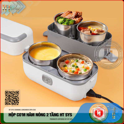 Hộp Cơm Hâm Nóng Cắm Điện HT SYS - COOKING LUNCHBOX DFH C02 - Hộp Cơm Cắm Điện Có Thể Nấu Chín Và Hâm Nóng Thức Ăn - 2 lít,4 Ngăn - Ruột Bằng Inox SUS304 Cao Cấp - Hàng Nhập Khẩu