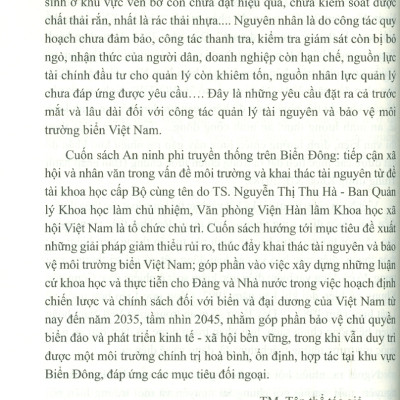 An Ninh Phi Truyền Thống Trên Biển Đông: Tiếp Cận Khoa Học Xã Hội Và Nhân Văn Trong Vấn Đề Môi Trường Và Khai Thác Tài Nguyên (Sách chuyên khảo) 