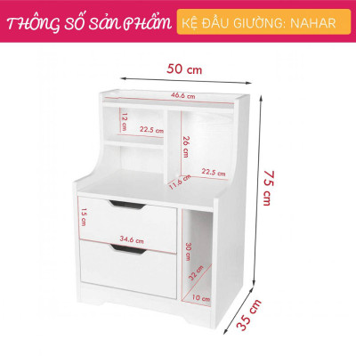Kệ Đầu Giường Phòng Ngủ Nhỏ Gọn  SMLIFE Nahar