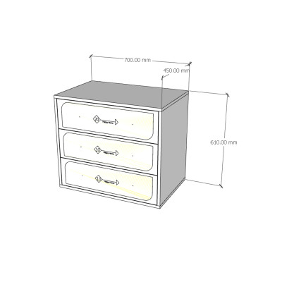 [Happy Home Furniture] BANA, Táp đầu giường 3 ngăn kéo, 70cm x 45cm x 61cm ( DxRxC), THK_121