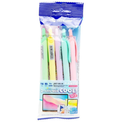 Vỉ 5 Bút Gel 0.6 mm - Thiên Long FO-GELB039/VN - Mực Xanh