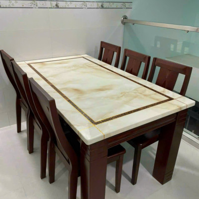 Bàn ăn mặt đá 6 ghế cao cấp Juno Sofa sang trọng 