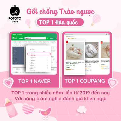 Gối chống trào ngược Rototo bebe chính hãng chất liệu Cotton chần bông