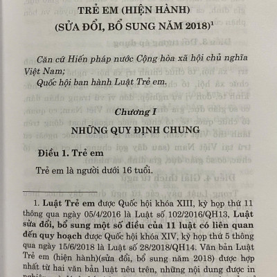 Luật Trẻ Em  ( Hiện hành ) ( Sửa đổi, bổ sung năm 2018)